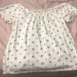 White stretchy off the shoulder top